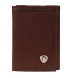 Tri Fold Shield Leather Western Wallet