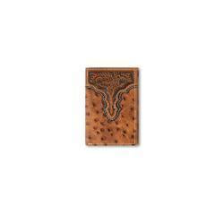 Leather Trifold Ostrich Embossed Floral Wallet