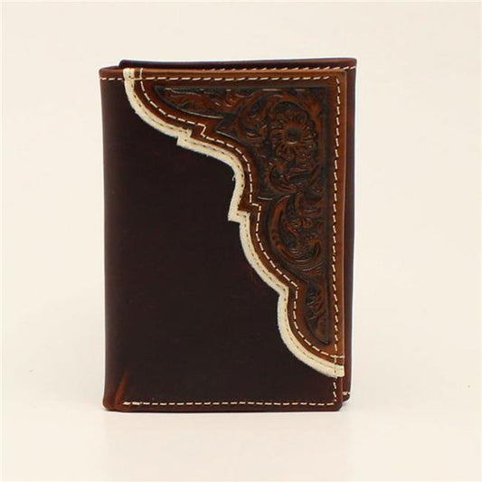 *Tri Fold Marble Corner Overlay Embroidery Wallet