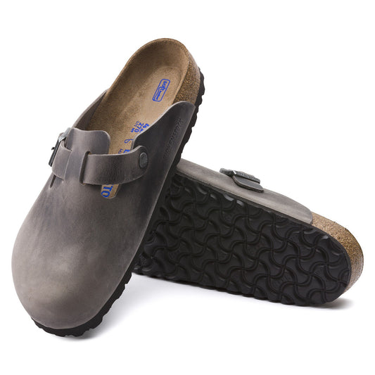 Birkenstock Boston Suede W/Soft Footbed (Iron)