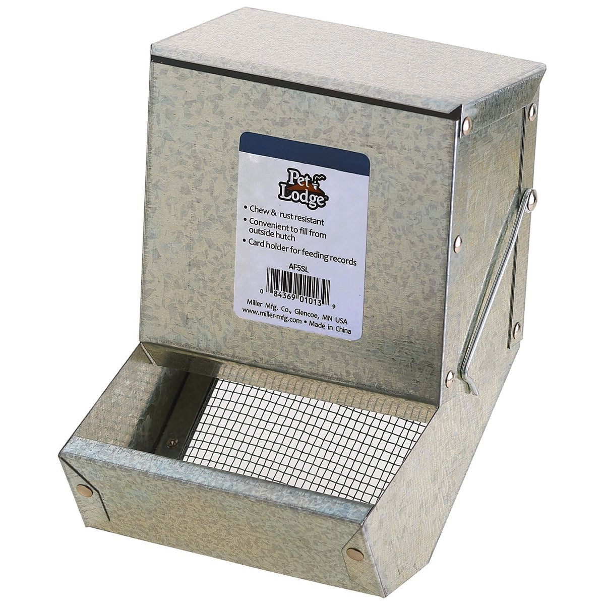 5" Galvanized Steel Small Animal Feeder with Lid and Sifter Bottom