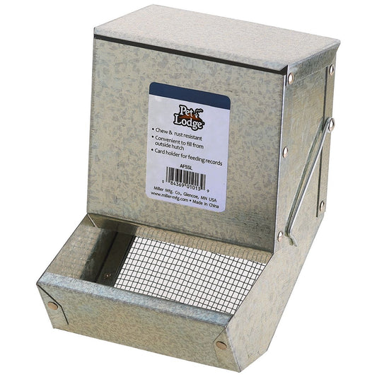 5" Galvanized Steel Small Animal Feeder with Lid and Sifter Bottom