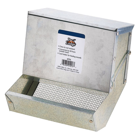 7" Galvanized Steel Animal Feeder with Lid and Sifter Bottom