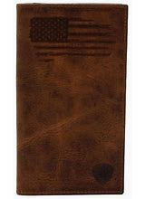 Men's Rodeo Distressed Stitched Usa Flag Logo Shield Wallet
